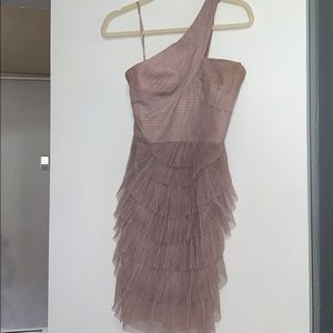BCBG Ella Ruffle Tiered One Shoulder Tulle Dress